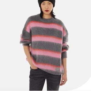 ALEXANDER WANG Gray & Pink Oversized Sweater striped crew-neck brushed jumper
